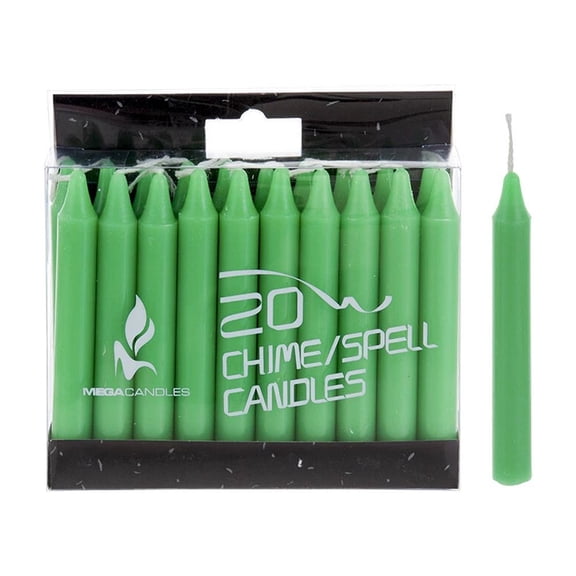 LYSSA -Mega Candles - Unscented 4 Chime / Spell Taper Candles - Light Green, Set Of 20