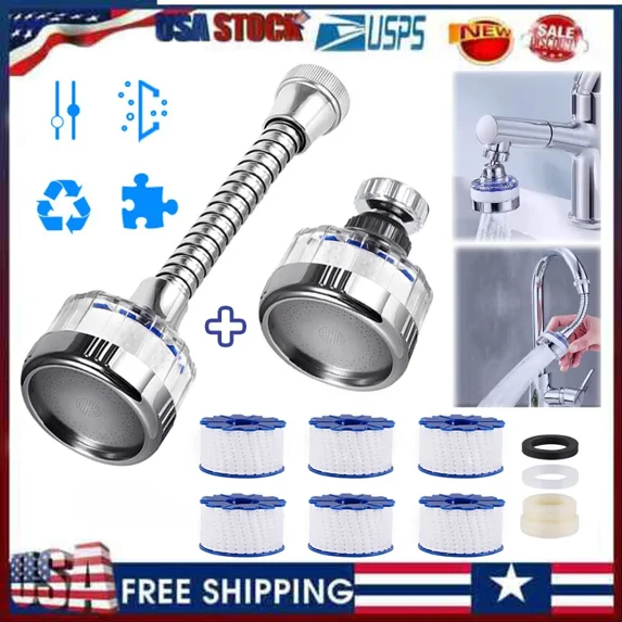 LYSSA -New 360° Faucet Water Filter Tap Filtration Kitchen Sink Mount Purifier System