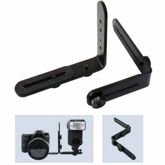 LYSSA -New Metal L-Shape Flash Bracket Flashlight Camera Holder Mount Double L type