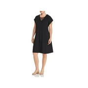 LYSSE Womens Black Stretch Zippered Darted Lace Up V-neck Cap Sleeve Knee Length Shift Dress Plus 3X