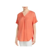 LYSSE Womens Coral Stretch Short Sleeve V Neck Top XS