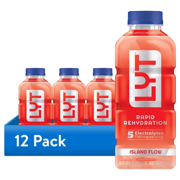 (12 pack) LYT Rapid Rehydration Electrolyte Drink Island Flow, 22 fl oz Bottle