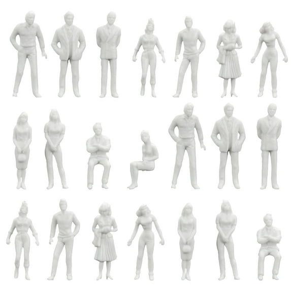 LYTIVAGEN 100 PCS Model Train People Passengers 1:50 White Unpainted Architectural Tiny Mini People Figures Plastic O Scale Figures Sitting and Standing for Miniature Scenes Micro Landscape Doll House