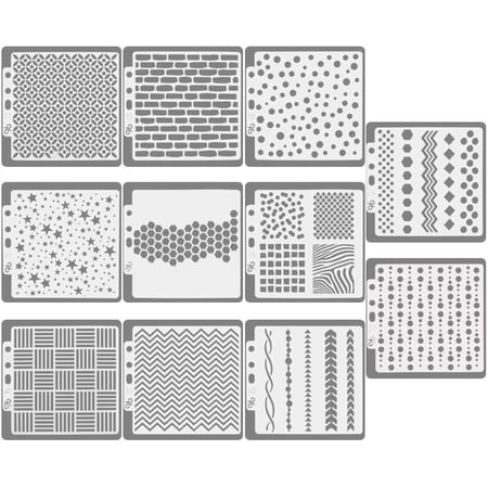 LYTIVAGEN 11 PCS Journal Stencils Set Geometric Design Planner Stencils Reusable Journal Template for Scrapbook, Diary, Writing, Craft Creations (14 * 13 cm)