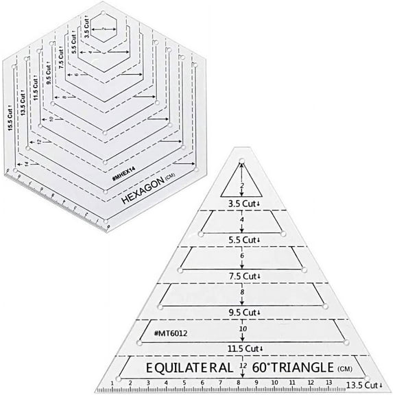 LYTIVAGEN 2 PCS Quilting Ruler Plastic, Patchwork Rulers Transparent Sewing Ruler for Sewing, Patching, Skirting, Tying