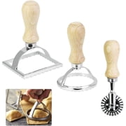 LYTIVAGEN 3 PCS Ravioli Stamp Set Ravioli Cutter with Wooden Handle Ravioli Maker for Making Ravioli, Empanadillas or Cookies