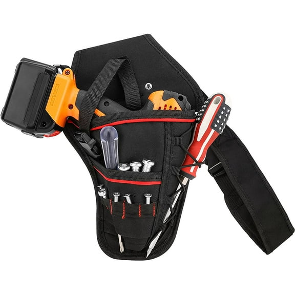 LYTIVAGEN 30cm 11.8 Heavy-Duty Impact Drill Holster Driver Drill Holder Portable Detachable Strap Belt, Multi-Functional Electric Tool Pouch Bag for Screwdriver Wrench Hammer Most T Handle Drills