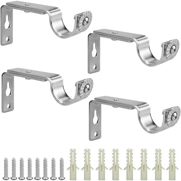 LYTIVAGEN 4 PCS Curtain Drapery Rod Bracket, Curtain Rod Bracket Adjustable with Screws and Drilling Curtain Holder for Bedroom Shower Rail Clothes Rail Tension Bar