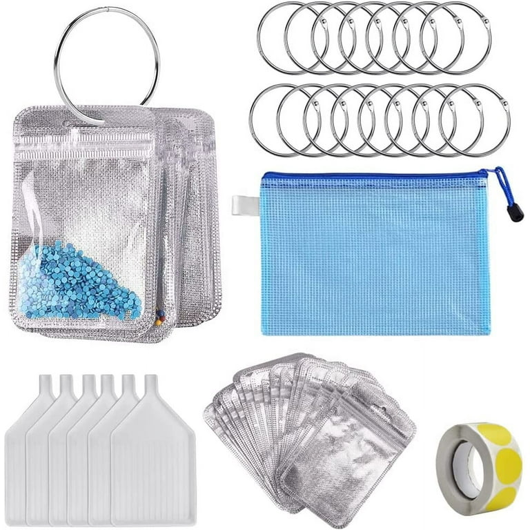 LYTIVAGEN Diamond Painting Accessories Kit Including 100Pcs Diamond Painting  Ziplock Bags 10Pcs Round Binding Rings 6Pcs Plastic Tray 1 Sticky Dots  Labels 1 Storage Bag for Craft Embroidery 
