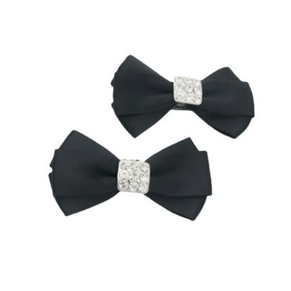 WEUVEB 1Pair Elegant Black Bow Shoe Accessories Removable Clip for Wedding Shoes