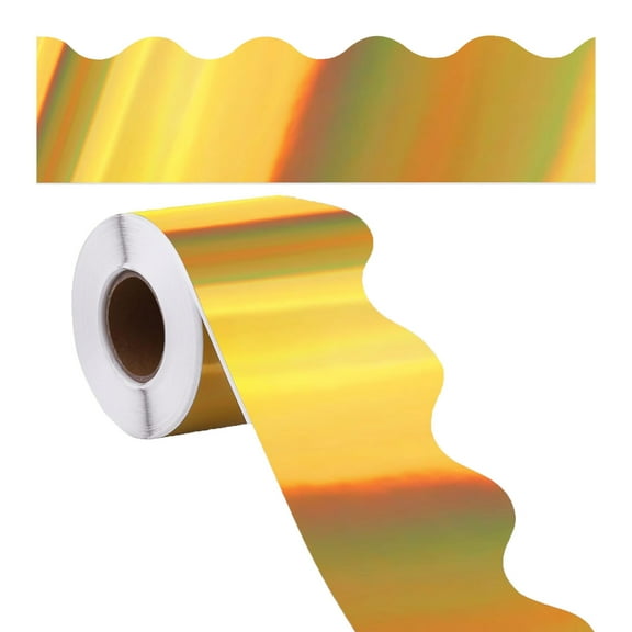 WEUVEB Fan Shaped Gold Bulletin Board Border Trim with Adhesive for Classroom and Office Decor