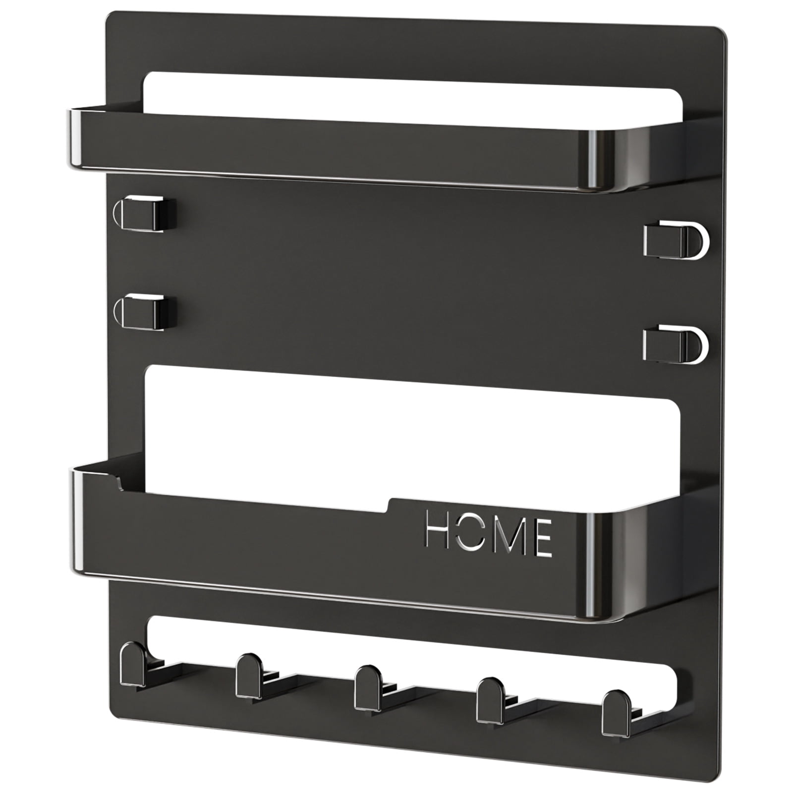 Luban Nese Farmhouse Key Holder Wall Mounted Rack With Shelf – 16x8 Inches, Black
