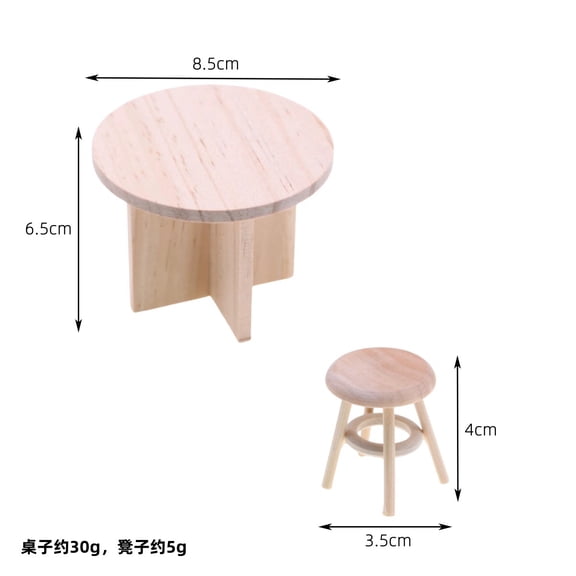 WEUVEB 1 Set Mini Wooden Table Decors Beige Furniture For Model Building