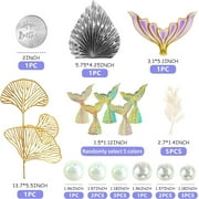 LYTMENT 1 Sets Mermaid Cake Topper Big Mermaid Tails Bubbles Ginkgo Leaves Cake Picks Ocean Theme Cake Topper for Mermaid Theme Birthday Party Decorations
