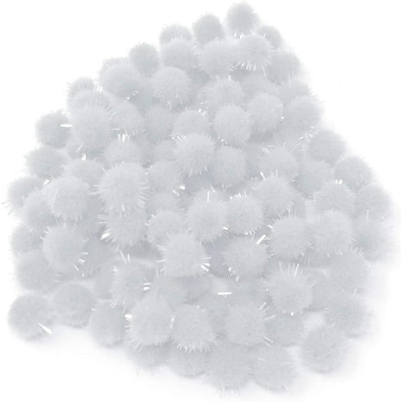 WEUVEB small tinsel balls kle Mini Pom Poms White 100pcs