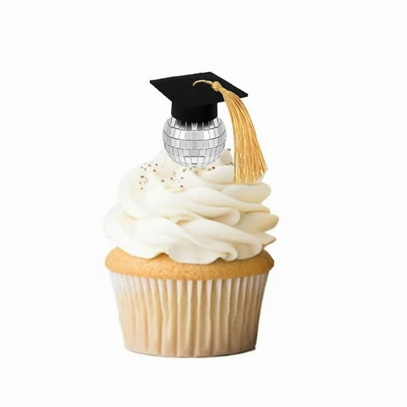 WEUVEB Golden Graduation Hat Cake Toppers for Party Decor Easy to Use 10Pcs