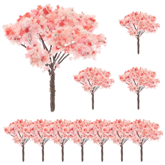 WEUVEB 12Pcs Pink Cherry Blossom Model Trees Iron Wire for Fairy Garden Landscape