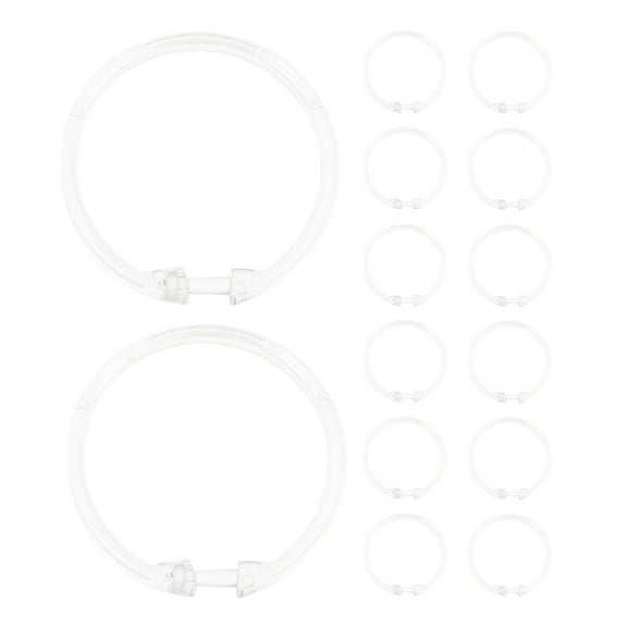 WEUVEB Transparent Acrylic Shower Curtain Rings Snap Closure for Home Bathroom 15Pcs
