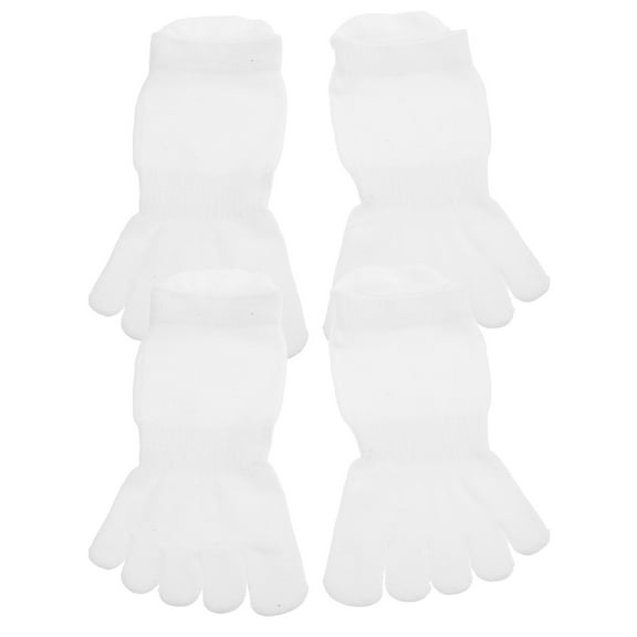 WEUVEB Lytment 2Pairs White Cotton Toe Socks for Men Breathable Design