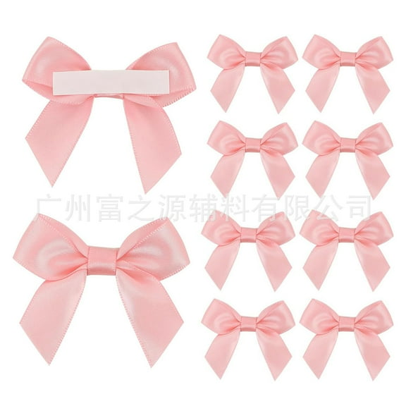 WEUVEB Double-Sided Tape Bow Satin Ribbon Bows Pink 20Pcs