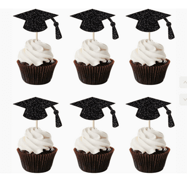 LYTMENT 24pcs Graduation Cap Cupcake Topper Cake Pick Cakes Topper Grad Cake Decoration Graduation Season Party Supplies For Celebrations