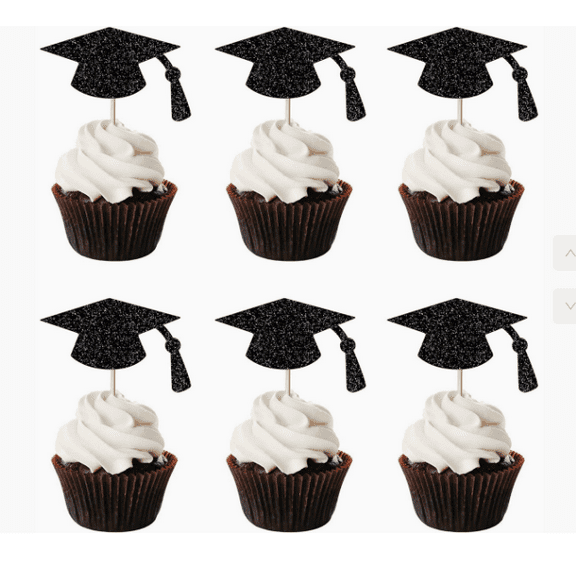 WEUVEB Graduation Season Cake Topper Bamboo Cap Shape 24pcs Party Supplies