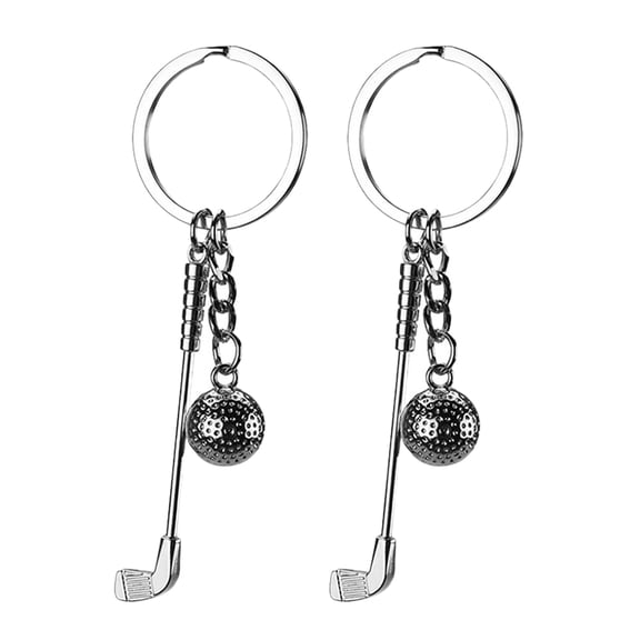 WEUVEB 2pcs Sports Keychains Zinc Alloy Round Keyrings Golf Themed Key Holder Accessories for Golf