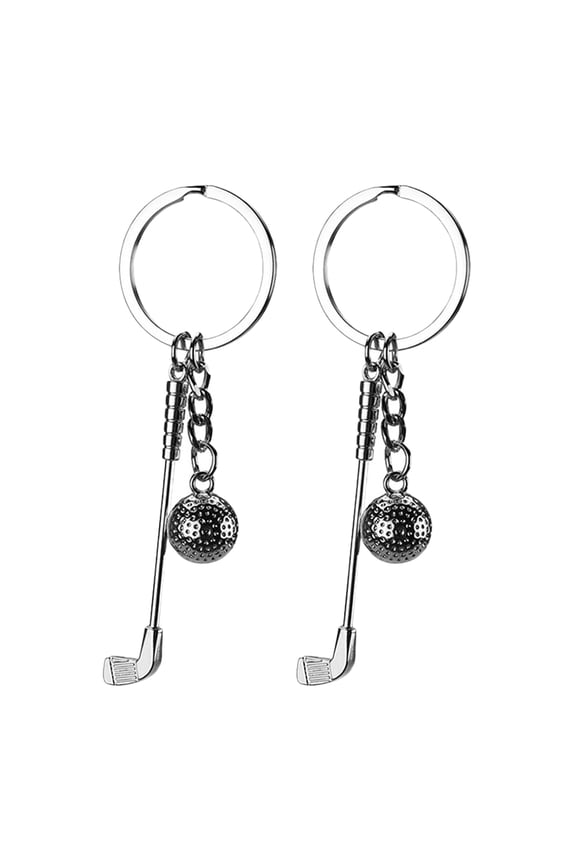 2pcs Sports Keychains Zinc Alloy Round Keyrings Golf Themed Key Holder Accessories for Golf