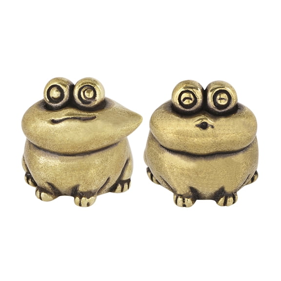 WEUVEB Golden Brass Small Frog Figurine 2Pcs Retro Decor