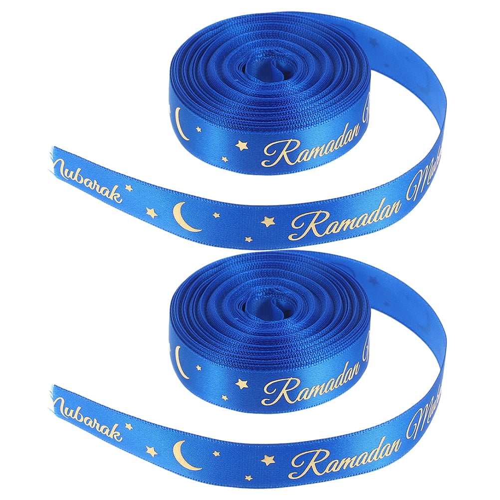WEUVEB Diy Bow Decoration Ribbons For Crafts Blue Polyester 2Pcs For ...