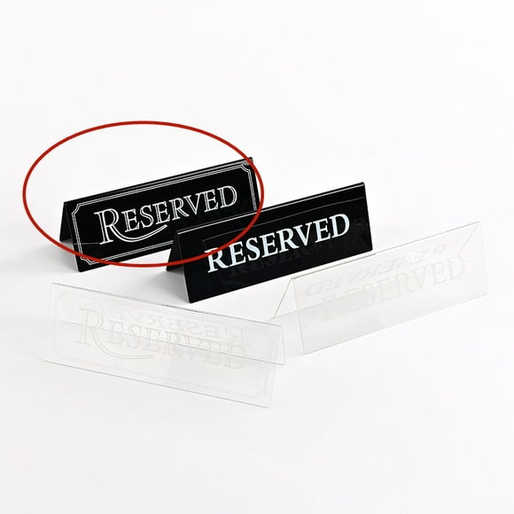 WEUVEB Restaurant Reserved Signs Acrylic Black Table Tent Cards Sleek 2Pcs