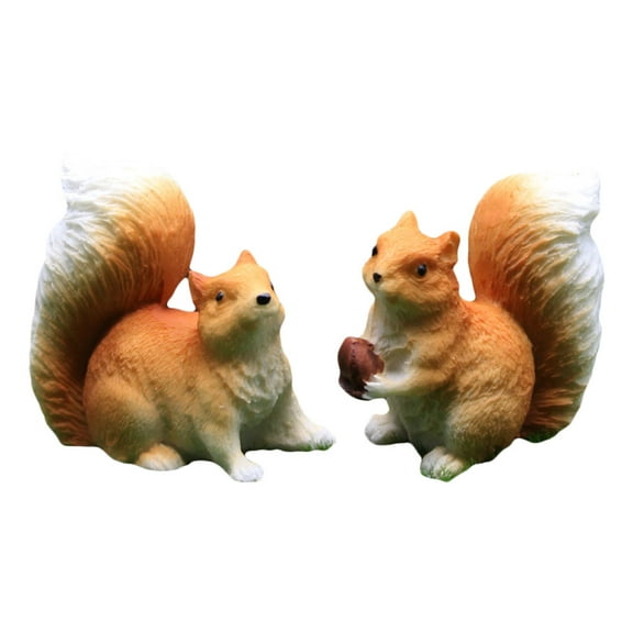 WEUVEB Funny Squirrel Figurine Squirrel Figurine Orange Micro Landscape Ornament 2pcs