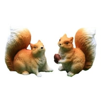 WEUVEB Funny Squirrel Figurine Squirrel Figurine Orange Micro Landscape Ornament 2pcs