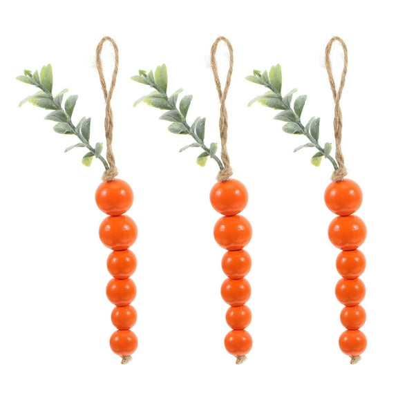 LYTMENT 3pcs Carrot Easter Decor Hanging Tiered Tray Decorations Wooden Beaded Artificial Carrots Tree Pendent For Kitchen Home Party