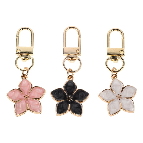 WEUVEB Flower Keychain Women Zinc Alloy Assorted Color 3Pcs