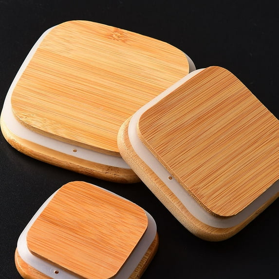 WEUVEB 4pcs re Jars With Bamboo Lids Glass Canisters Light Brown