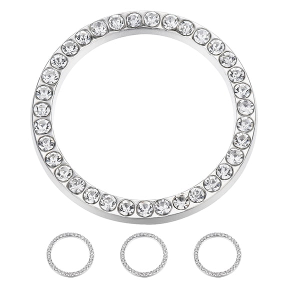 WEUVEB White Rhinestone Car Push Start Button Cover Set, Alloy Material, Elegant and Sleek Design, 4 Pieces
