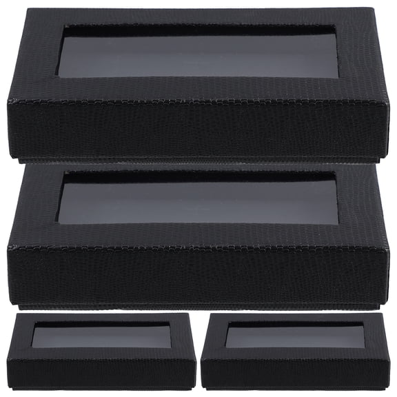 WEUVEB 4-Pack Black Bow Tie Boxes with Clear Window, Stylish and Elegant Packaging for Special Occasions