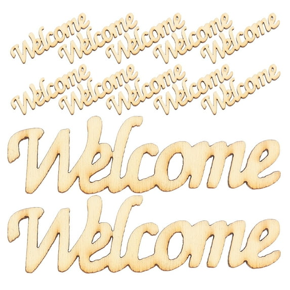 WEUVEB Beige Wooden Welcome Cutouts Unfinished Wood Signs for Painting 60Pcs
