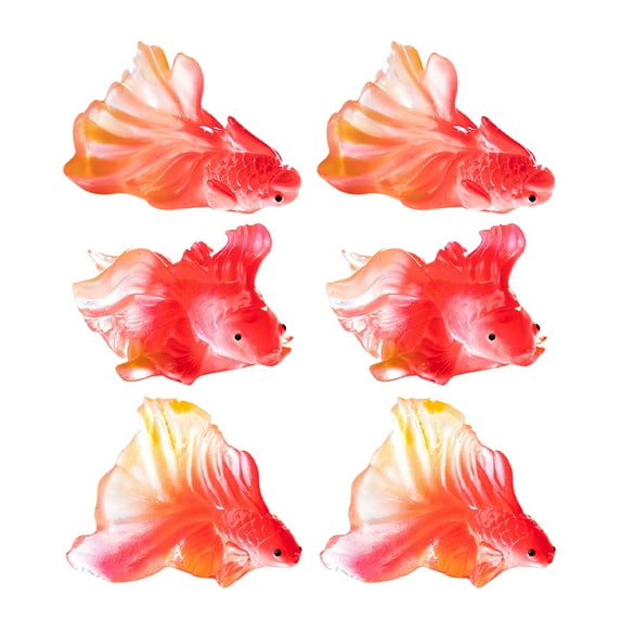 LYTMENT 6pcs Mini Goldfish Resin Statues for Micro Landscape Cute Fish Figurines for Garden Aquarium Ornaments for Fairy Gardens Fish Tank Decorations