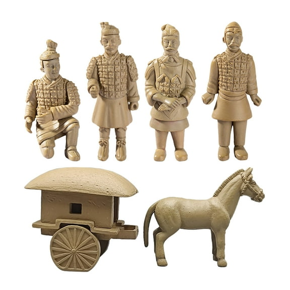 WEUVEB Terracotta Warriors Figurines Light Brown PVC Accurate Proportions Decor 6Pcs