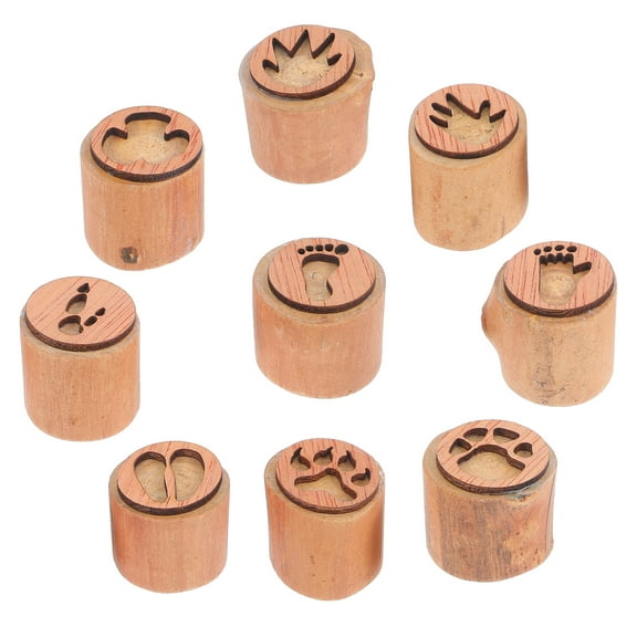 WEUVEB Handmade Wooden Stamp Wood Assorted Color Card Making Outdoor Adventures 9Pcs
