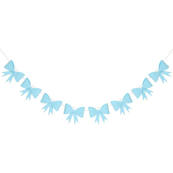 WEUVEB Birthday Party Style Bow-Shaped Banner Sky-Blue Paper 1Set 5.89x5.50x0.79in