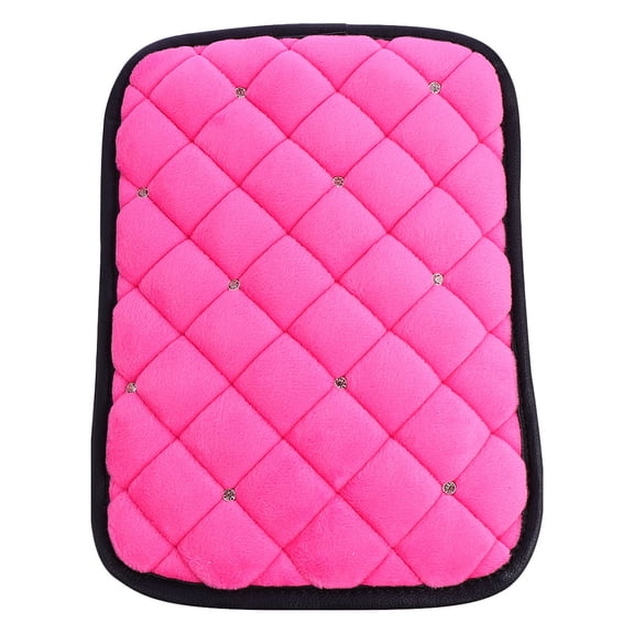 WEUVEB Car Armrest Cover with Rosy Rhinestones, Design, 1 Piece Protective Pad for Vehicle Interior