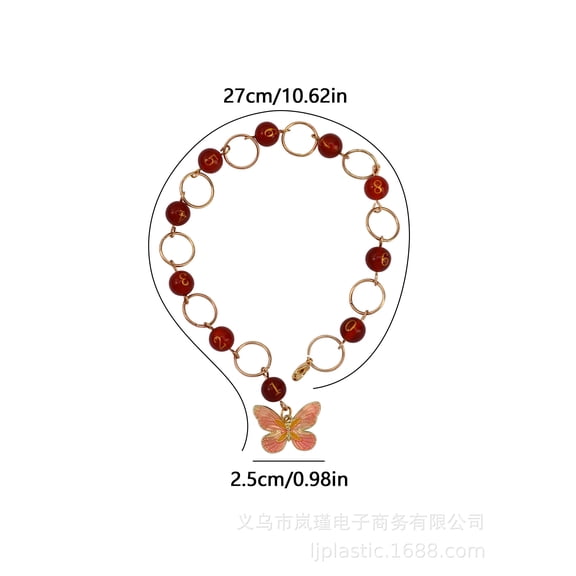 WEUVEB Durable Agate Knitting Row Counter with Enamel Butterfly Pendant Multicolor
