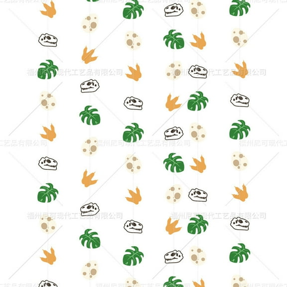 WEUVEB Leaves String Decor Ornaments Dinosaur Paper Garland Banner 1 Set Multi