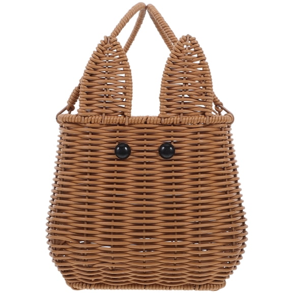 WEUVEB Bunny Basket Storage Bag with Flower Pot Design PVC Fruit Basket for Holiday Decoration, 1 Piece