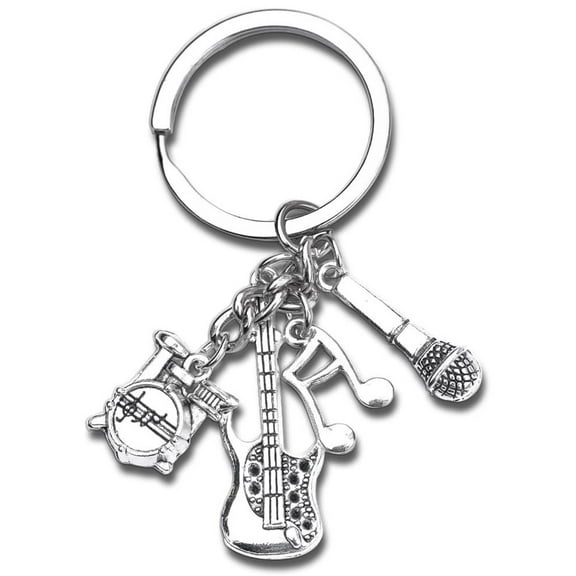 WEUVEB Metal Music Keychain Music Keychain Silver Zinc Alloy 1Pack