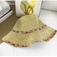 thumbnail image 1 of WEUVEB Khaki Straw Sun Hat with Foldable Wide Brim and Elegant Floral for Outdoor Sun, 1 of 8