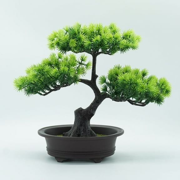 WEUVEB Artificial Bonsai Tree Green 1Set 11.8X11X5.5In